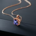 thumbnail image 4 of Gem Stone King 2.87 Ct Cushion Blue Tanzanite 18K Rose Gold Plated Silver Pendant, 4 of 4