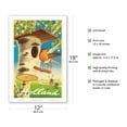 thumbnail image 2 of Holland - Netherlands - Tree Trunk Birdhouse Dutch Windmills - Vintage Travel Poster by Cor Van Velsen c.1950s - Master Art Print (Unframed) 12in x 18in, 2 of 4