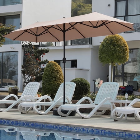Autlaycil 13ft Patio Umbrella,Extra Large Umbrella with Crank, for Outdoor, Market, Beach, Garden, Yard, Party, Beige