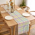 thumbnail image 3 of Green Beige Plaid Table Runner 36 Inches Long Farmhouse Dress Scarves, Farmhouse Art Checkered Rustic Dining Tablerunner for Coffee Table/Kitchen Island/Party Décor, Small 13" x 36", 3 of 8