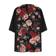 thumbnail image 4 of Erwazi Cardigans for Women Printed Chiffon 3/4 Sleeve Open Front Sheer Lightweight Loose Casual Outer Shrug Holiday Outdoor Daily Outfit Top, 4 of 5