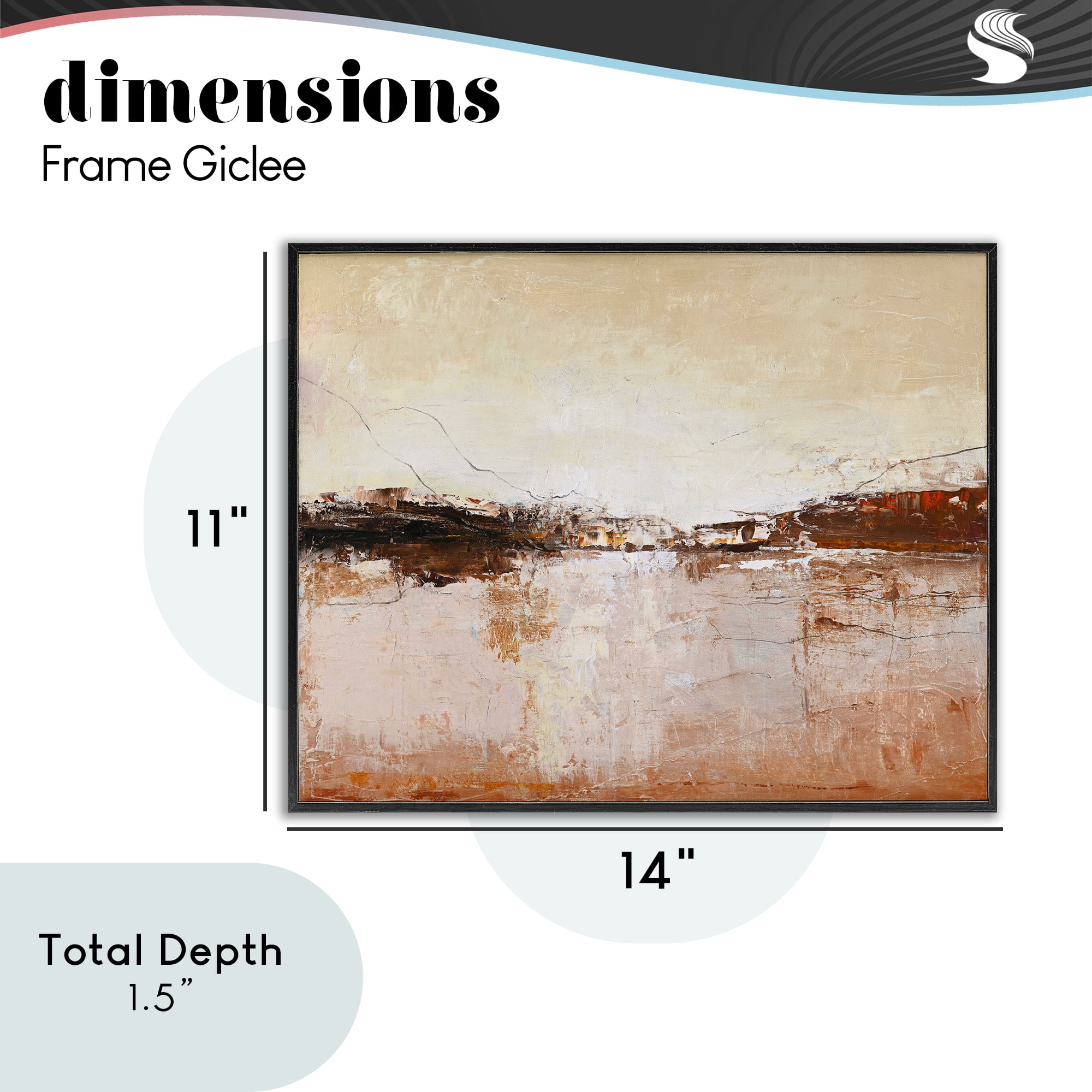 Warm Distressed Horizon Black Framed Giclee Art, design by Design Fabrikken