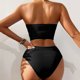 thumbnail image 4 of Conjunto de Bikini de Cintura Alta para las Mujeres Color Sólido sin Mangas Ondulación, Traje de Baño de Moda sin Espalda Sexy, 4 of 6
