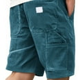 thumbnail image 2 of HKYNLAG Men's Corduroy Shorts Elastic Waist Drawstring Cargo Short Multi-Pocket Lightweight Summer Casual Beach Shorts Turquoise 5XL, 2 of 4