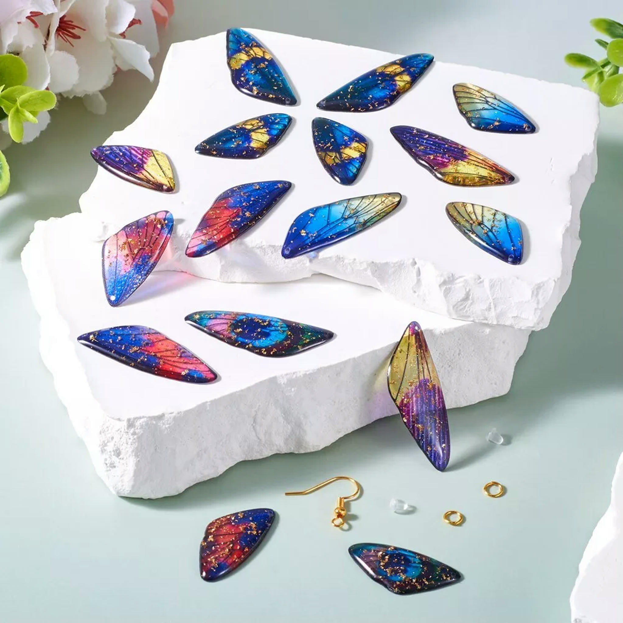 U8MO 1 Box DIY Butterfly Resin Dangle Earring Making Kit DIY Jewelry Findings 30x15mm