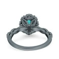 thumbnail image 3 of Halo Oval Art Deco Ring Black Tone Paraiba Tourmaline CZ 925 Sterling Silver Size 9, 3 of 6