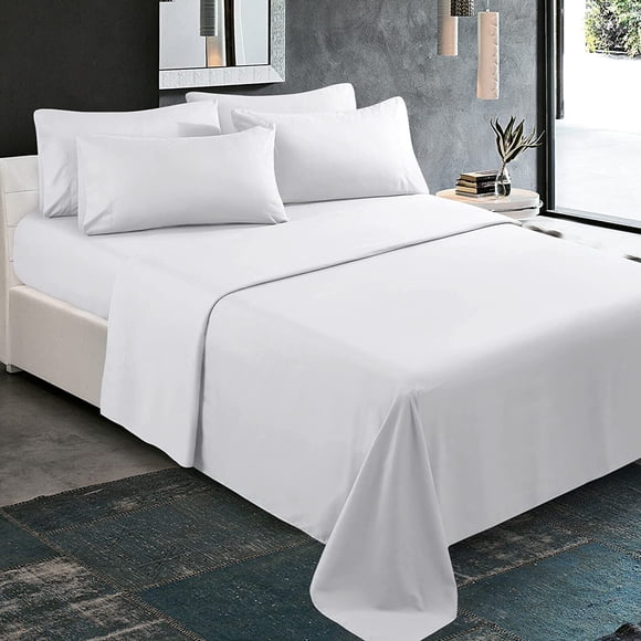 300 Thread Count 100% Egyptian Cotton 4-Piece Bed Sheet Set (1 Flat, 1 Fitted Sheet, 2 Pillow Covers) 24 Inches Deep Pocket Solid Pattern