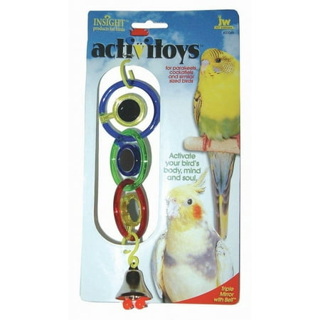Jw-Small Animal/bird-Activitoys Triple Mirror Bird Toy- Multi-color