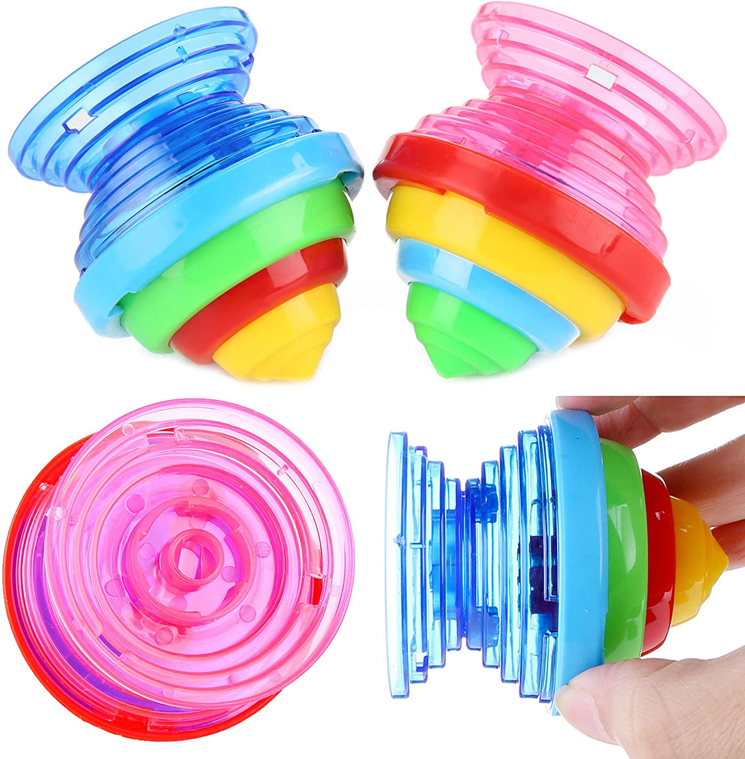 1.75 Inch Spinning Tops in Different Vibrant Colors for Physical Play Enhancing Focus Party Favor 12 Pack Goody Bag Kicko Light Up Spinning Toy Fair Prize