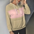 thumbnail image 6 of Womens Colorblock Hoodies Drawstring Button Hooded Sweatshirts Sports Casual Hoody Pullover Tops with Pocket (XL, Khaki), 6 of 7