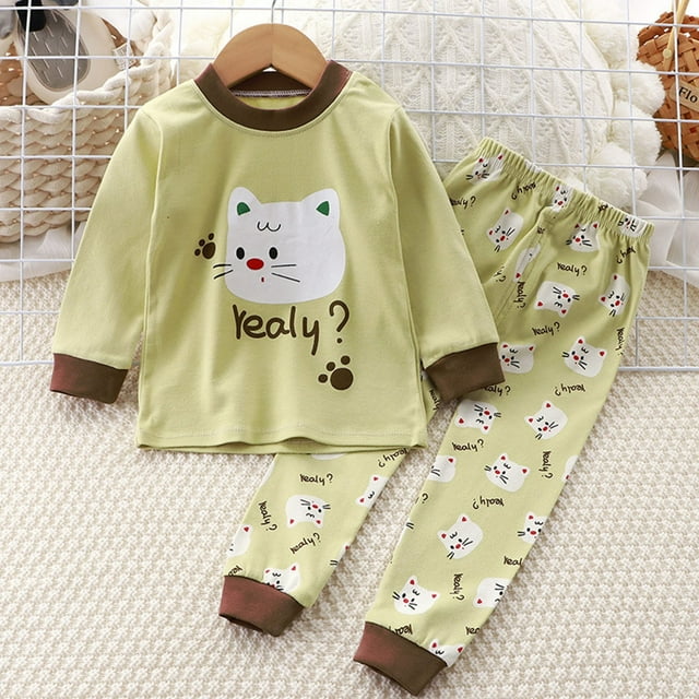 Weiqiqre Ensemble pour Enfants Confortable Nouvelle Mode Décontractée pour Enfants Pyjama Imprimé pour Garçons Manches Longues Col Rond Ensemble Vêtements de Maison pour Bébé