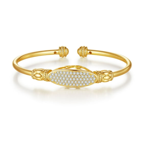 Moissanite Diamond Bracelet for Women Hypoallergenic D Color VVS1 Clarity Gold Bracelets Adjustable 925 Sterling Silver Cuff Bracelet Bangle