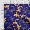 thumbnail image 2 of oneOone Cotton Cambric Indigo Blue Fabric Asian Japanese Koifish Dress Material Fabric Print Fabric By The Yard 42 Inch Wide, 2 of 5
