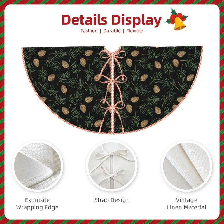 Halloween Christmas Tree Skirt Pine Cone Woodland Pattern 36