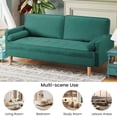 thumbnail image 4 of 70" Modern Loveseat Sofa Couch,Mid-Century Velvet Upholstered Small Love Seat Couch with 2 Pillows for Compact Space,Living Room,Apartment,Green, 4 of 7