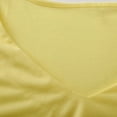 thumbnail image 5 of Scyoekwg Trendy Short Sleeve Summer Tops for Women Casual V-Neck Basic Tees Plus Size Solid Color Graphic Loose Cute Tops Yellow L(8), 5 of 8