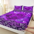 thumbnail image 3 of Manfei Purple Flower Floral Queen Sheet Set (4-Piece) Purple White Paisley Romantic Luxury Decor For Men Women, 3 of 7