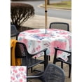 thumbnail image 5 of Outdoor Tablecloth with Umbrella Hole for Patio/Picnic/Party/Camping, Pink Watercolor Floral Waterproof Table Cloth Square Cover Washable, Spring Flower Abstract Art (60"x 60"), 5 of 8