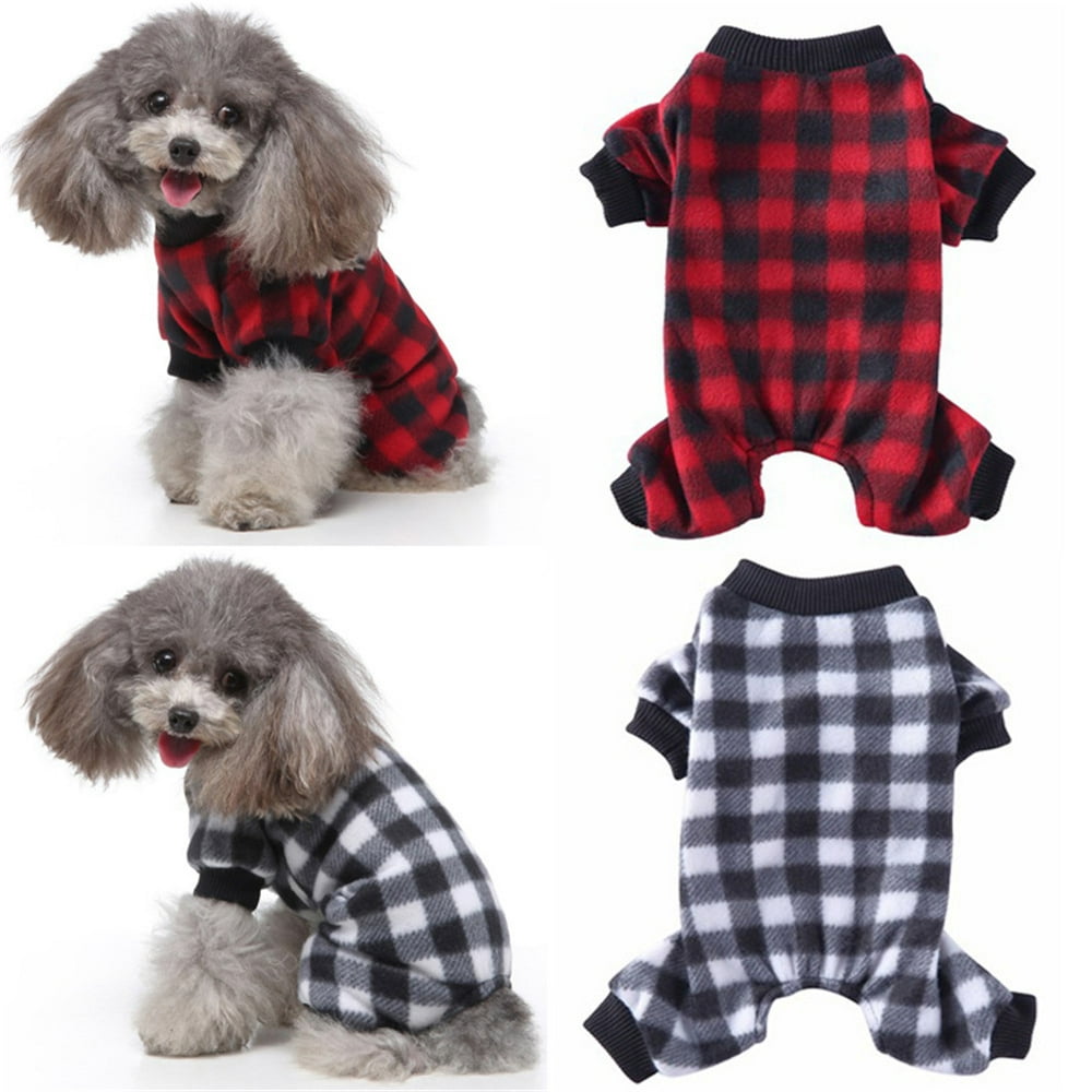 Adarl Pet Winter Warm Pajamas Plaid PJs for Small Medium Dogs Puppy