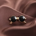 thumbnail image 2 of Gafas de sol redondas retro Brooch Pin, estilo punk, esmaltadas, color negro, 2 of 2