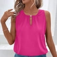 thumbnail image 3 of DAFPZW Women's Summer Tank Tops Loose Fit Pleated Scoop Neck Shirts Casual Sleeveless Keyhole Front Banded Bottom T Shirts, 3 of 9