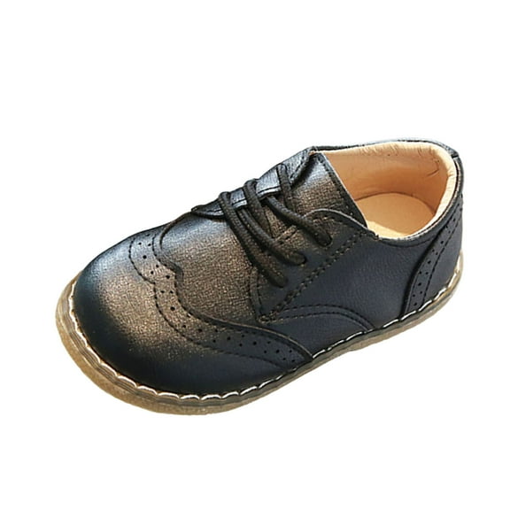 Wdgfv Toddler Boys Girls Black Dress Shoes Little Kid Oxford Shoes Wedding Church Dress Shoes PU Leather Lace Up School Uniform Loafer Flats Black 22