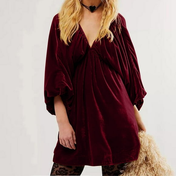 Gspmoly Casual Dresses for Women, Women'S V-Neck Gold Velvet Dress Skirt Wedding Dresses for Women Weekly Deals