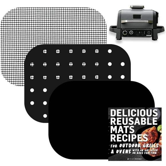 SHIQI-Accessories for Ninja Woodfire Outdoor Grill OG701 OG751, Reusable Mats Non Disposable Non-Stick Grill Liners for Wood Fire Electric Air Fryer and Smoker 7-in-1 BBQ, Dishwasher Safe by INFRAOVE