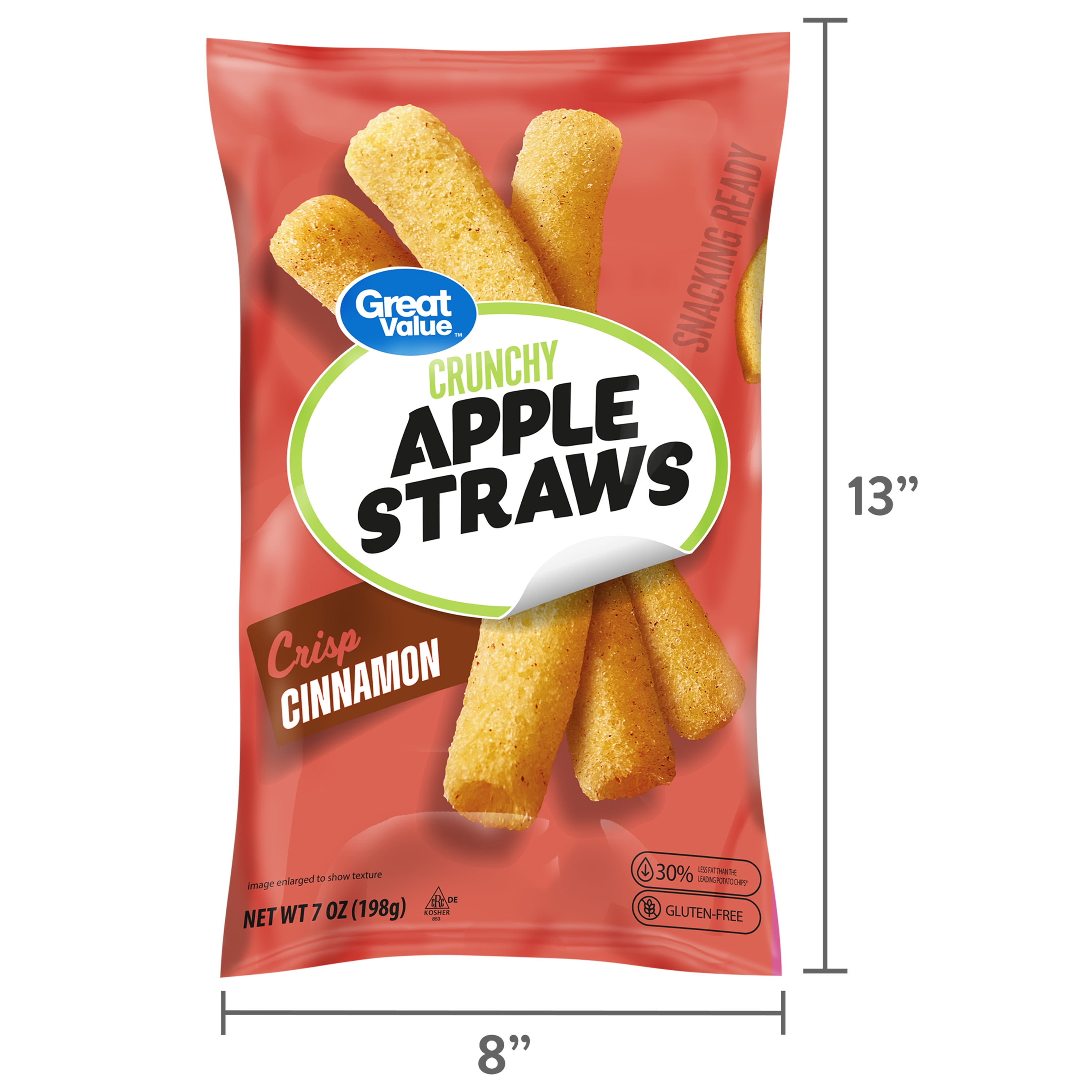 (3 pack) Great Value Cinnamon Apple Straws, 7 oz Bag