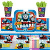 Thomas the Train Birthday Party Supplies Pack 73pc for 16: includes |Large Plates | Luncheon Napkins| Cups | Table Cover | Birthday Candles