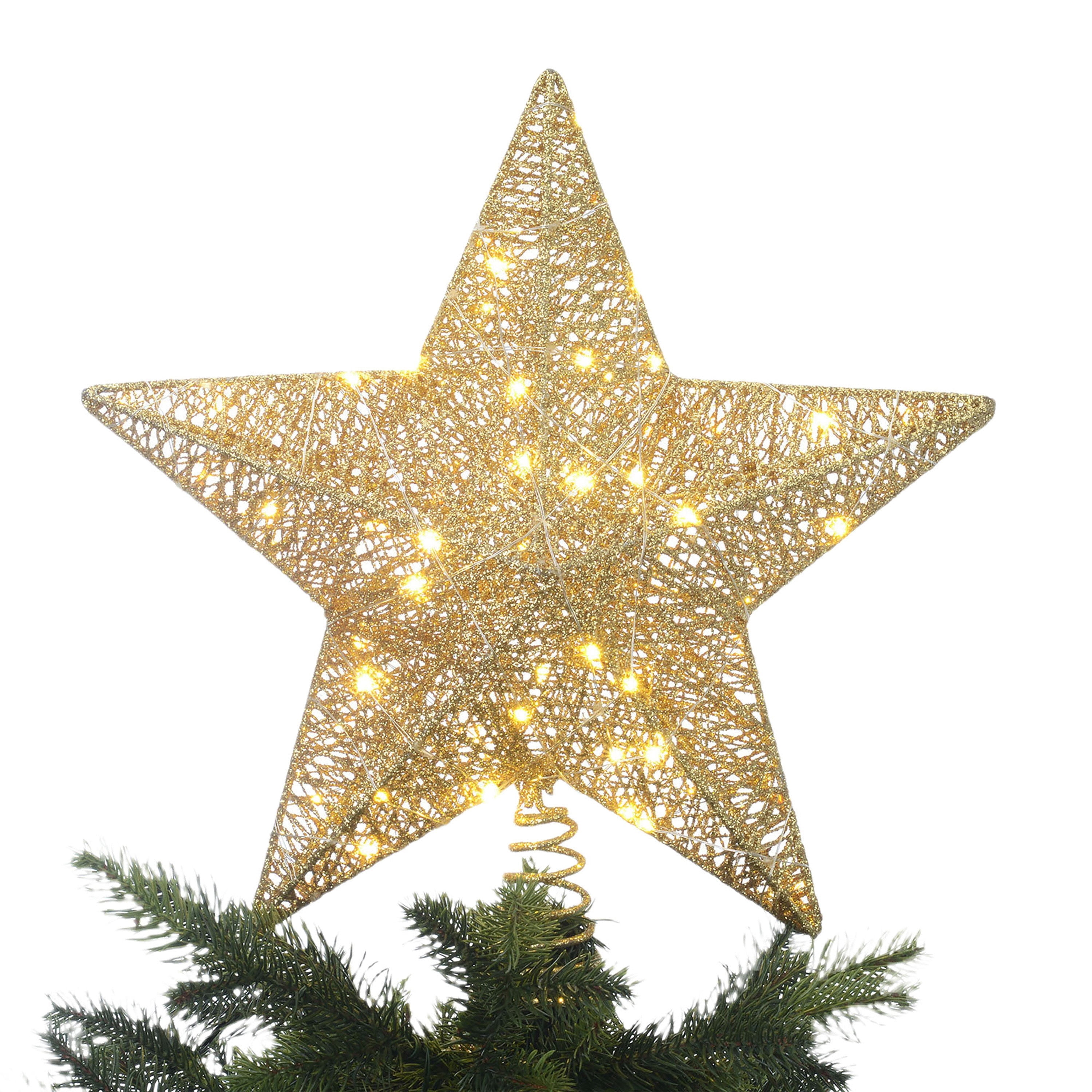 LED Star Christmas Tree Topper, Gold, 15", by Holiday Time