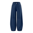 thumbnail image 7 of Gamivast Cargo Capris for Women Casual High Waisted Cropped Pants with Flap Pockets Drawstring Elastic Waist Loose Fit Summer Lounge Activewear Bottoms Navy M, 7 of 7