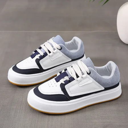 

Thick Sole Women‘s Shoes Color-block Lace-up Skate Shoes