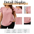 thumbnail image 5 of Cuteduck Women's Casual Blouses Round Neck Plus Size Basic Tops Short Cap Sleeve Textured Solid Color Shirt Elegant Blouse 1X-5X, 5 of 9