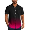 thumbnail image 2 of CLOISE Mens Button down Shirts Casual Short Sleeve Big and Tall Tops Collared Pullover Gradient Oversized Summer Blouses Hot Pink, 2 of 6