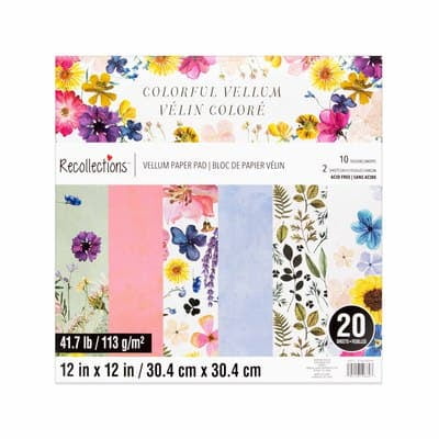 12" x 12" Colorful Vellum Paper Pad by Recollections - Acid and Lignin Free Paper for Scrapbooks - Arts & Crafts - 6 Pack