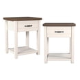 thumbnail image 5 of Maklaine Wood Nightstand with 1 Drawer and Shelf Set of 2 Ivory, 5 of 11