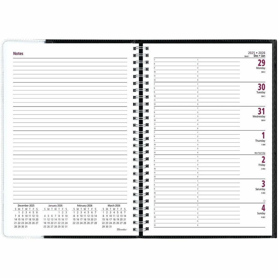 Brownline Pre-Vu Weekly Planner, Transparent Section, English, Black [CB920.BLK] (cb920blk)