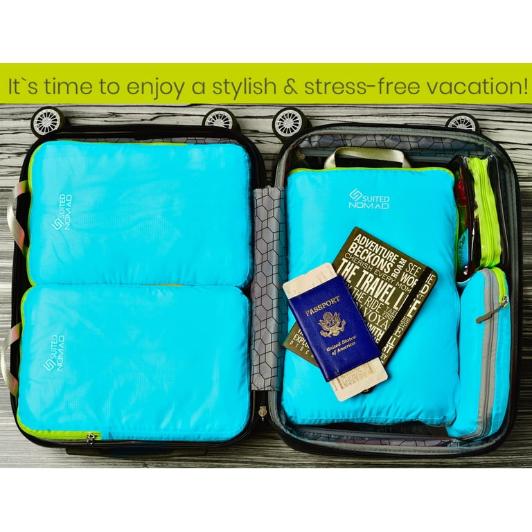 SUITEDNOMAD Compression Packing Cubes Set,Ultralight Travel Organizer  Bags,Deep Blue