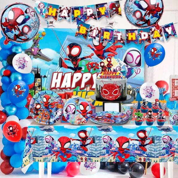 Spider Web Swinging Into 3 Birthday Banner – Glitter Pink & White Cartoon Decor For 3rd Birthday Party