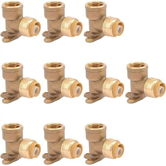 90 Degree Drop Ear Elbow Push Fit Plumbing Fittings 1/2" x 1/2" NPT Female Adapter with Disconnect Clip - Push-to-Connect - PEX Fittings for PE-RT, CPVC Pipe (Pack of 10)