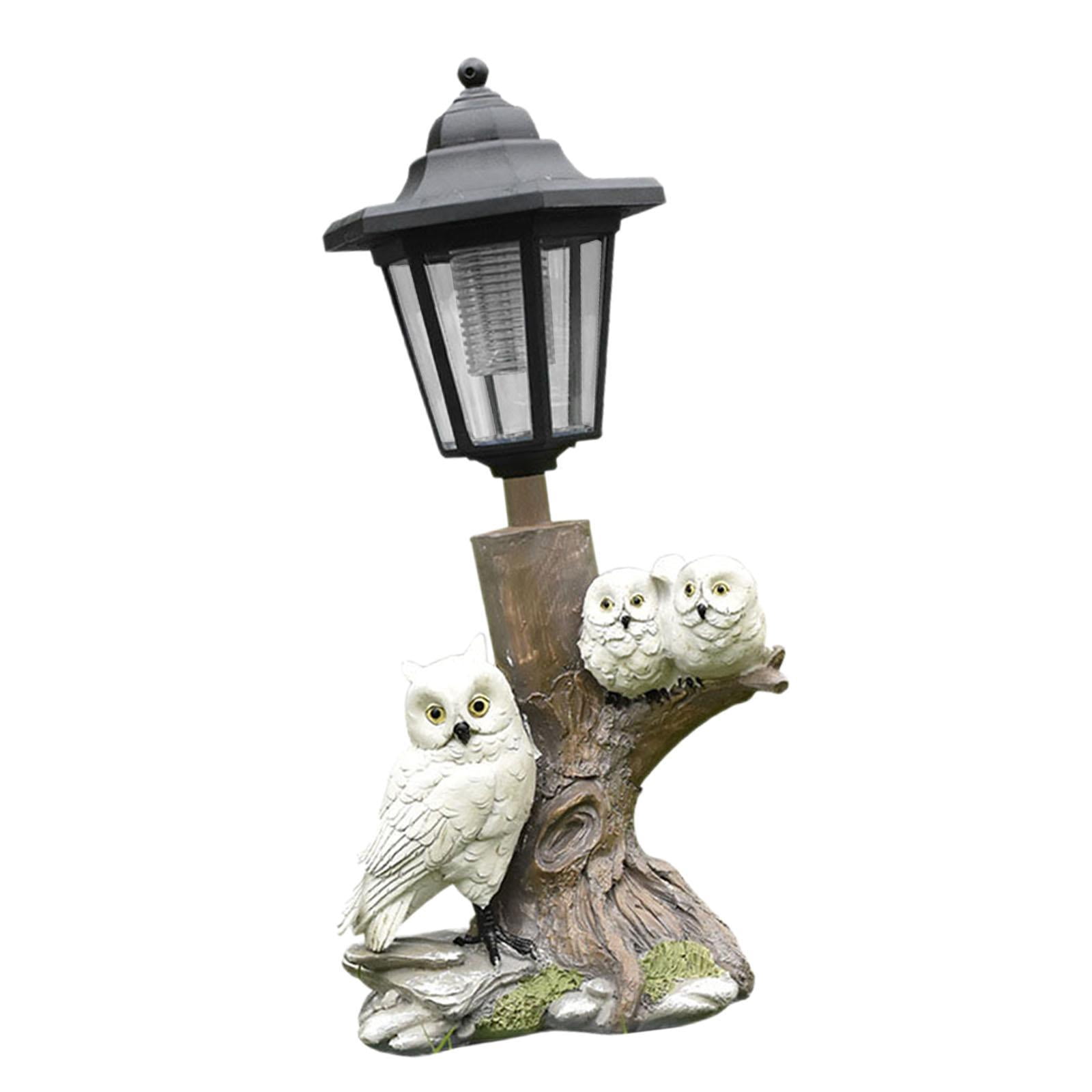 Fzaqwen Owl Figurine Collectible Gift Outdoor Yard Art Solar Lantern Solar Garden Statue