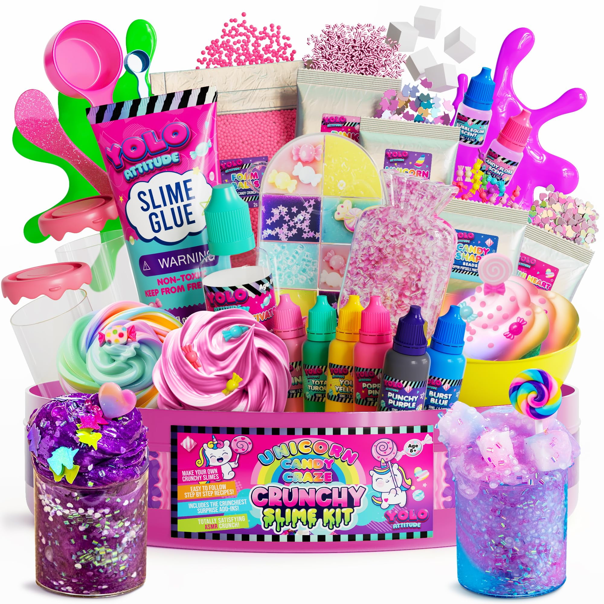 GirlZone Unicorn Egg Sparkly Surprise Slime Kit para niños, ¡todo
