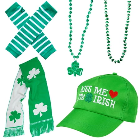 St. Patrick's Day Irish Attire 5pc Costume Accessory Set, Green,