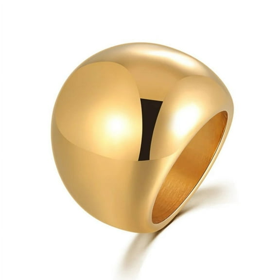 Chunky Dome Ring for Women,Stackable Thick Brand 14K Yellow Gold Statement Jewelry Gift