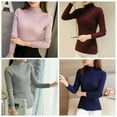 thumbnail image 4 of JANDEL Women's Long Sleeve Slim Knitted Turtleneck Sweater Jumper Pullover Tops, 4 of 5