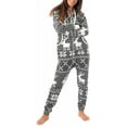thumbnail image 2 of Women's Printed Fleece Onesie Pajama – Hooded Zip-Up One-Piece Sleepwear, Non-Footed Loungewear Jumpsuit, 2 of 2