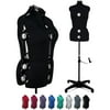 GEX 13 Dials Female Fabric Adjustable Mannequin Dress Form for Sewing, Mannequin Body Torso with Stand, Up to 70" Shoulder Height Black (Large)