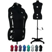 GEX 13 Dials Female Fabric Adjustable Mannequin Dress Form for Sewing, Mannequin Body Torso with Stand, Up to 70" Shoulder Height Black (Medium)