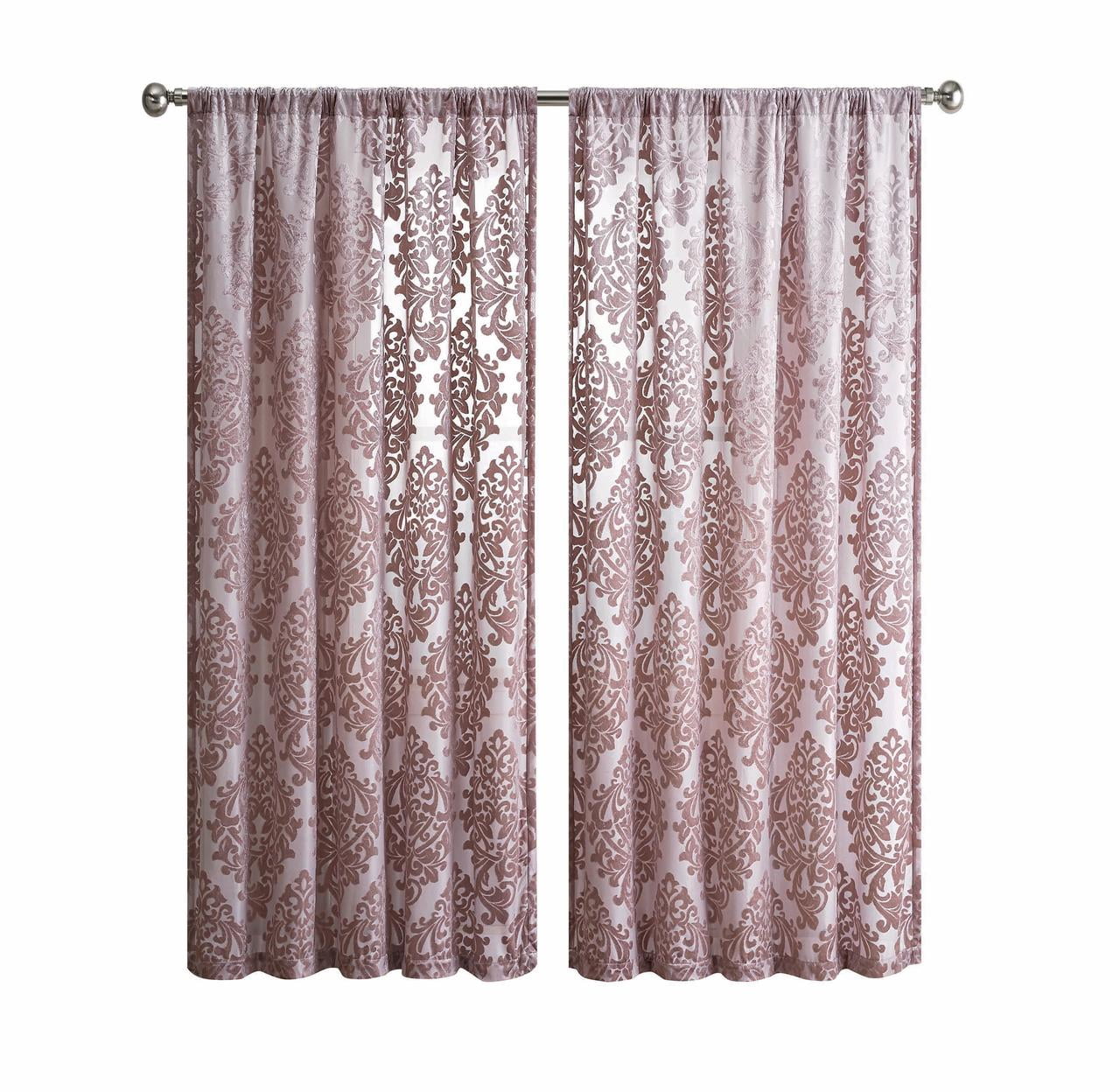 Mainstays Velvet Sheer Damask Burnout Single Curtain Panel